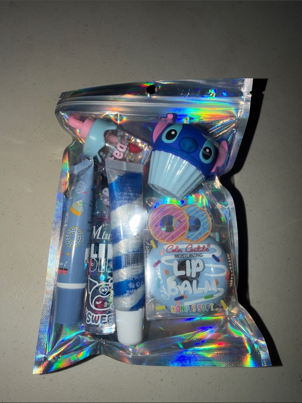 6 pieces Blue Cute Character Lip Balm & Gloss Set — Hydrating Lip Care